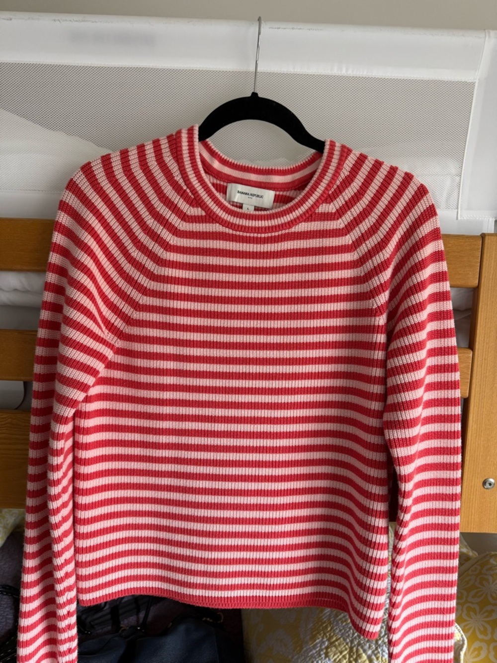 Banana Republic Striped Orange and peach Crewneck Sweater
